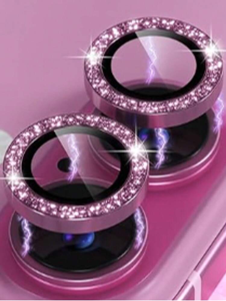 一套闪光钻石水钻相机镜头保护膜，适用于 12/12 Mini/12 Pro/12 Pro Max、 13/13 Mini/13 Pro/13 Pro Max、 11/11 Pro/11 Pro Max、 14/14 Puls/14 Pro/14 Pro Max、 15/15 Puls/15 Pro/15 Pro Max，镶嵌仿钻装饰相机盖钢化玻璃保护膜，彩色仿钻 - 淺粉色 - 查看 21