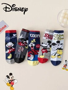 Disney 10/5 正品米奇卡通儿童袜子，新年礼物袜，男童冬季袜子，米奇卡通圣诞新年动画袜，男童袜子，家居袜，创意礼物袜，儿童袜子，适合学生/成人作为礼物和日常穿着 - 彩色 - 查看 5
