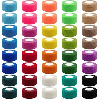 40 rouleaux de bande adhésive BQTQ - 1 pouce de large (40 couleurs) - sans latex, respirante et extensible. Rouleaux emballés individuellement pour le sport, les poignets/chevilles/genoux, les animaux de compagnie et double résistance