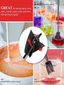 1pc/2pcs 4-Blade Epoxy Mixer,Spiral Mixing Paddles - Plastic Paint & Epoxy Resin Stirrer Attachment, Hex Shaft Compatible With Power Drills, Efficient Mixing For DIY Crafts & Painting Projects, Epoxy Mixer Paddles/Attachment , Tools For Mixing, Plastic Coating Mixing Drill Bit Accessories