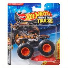 Hot Wheels 怪兽卡车玩具，鲨鱼恐龙狂暴龙，1:64 比例压铸车辆收藏玩具卡车，带巨型车轮，2026 版儿童及收藏家玩具车，合金野性大脚怪惯性男孩越野攀爬沙滩玩具车 1 件