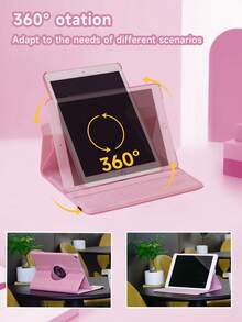 Ốp lưng xoay màu hồng trơn tương thích với iPad thế hệ thứ 9 (10,2 inch), iPad Pro 11 inch 2024 (M4), iPad Pro 12,9 inch 2020/2021, Ốp lưng bảo vệ xoay 360 độ, tùy chỉnh DIY - Dùng hàng ngày và làm quà tặng ngày lễ - Ốp lưng màu hồng hoa anh đào - Nhiều màu - Xem 7