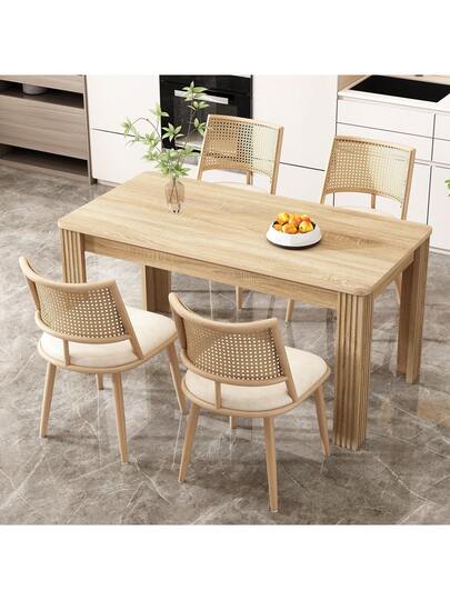 Pu Seat Cushion Rattan Chair, Beige, Black, Restaurant,