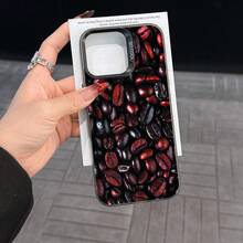 Colorful Silver Apple Phone Case Exquisite Roasted Coffee Beans Rich Aroma In Every Bean Compatible With  11 To  17 Models The Cases Lens Protection Function Ensures The Camera Remains Undamaged During Shooting, Guaranteeing Image Quality - Black - View 7