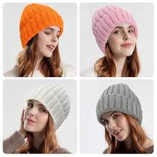 Rosoz Winter Hats For Women Warm Thick Soft Stretch Cable Knit Beanie Skully Cap For Cold Weather{Inchcolor_nameinch:InchKhakiinch} - 卡其色 - 查看 6