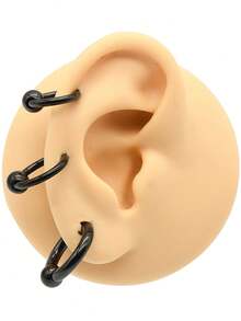 1 sztuka, nowy, gotycki, czarny, chirurgiczny pierścień ze stali nierdzewnej, pierścień do przekłucia przegrody nosowej, kolczyk do nosa, hip-hopowe kulki sprężynowe, okrągły sztanga dla kobiet i mężczyzn, seksowny pierścień BCR Piercing PA, super biżuteria do ciała, ekspander do uszu Helix, 12G-00G- 0,48 cala, duży rozmiar