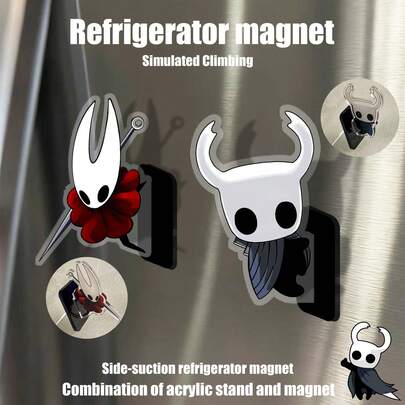 HOLLOW KNIGHT SILKSONG Acrylic Side-Suction Fridge Magnet, Hollow Knight: Game Merchandise - Acrylic Character Display / Holiday / Birthday Gift, Hollow Knight Collectible Toy, Christmas Gift, Home Decoration, Birthday Gift.