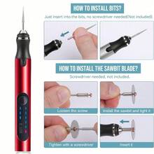 Electric Engraving Pen, USB Rechargeable Cordless Etching Engraving Tool, Portable DIY Rotary Engraver For Jewelry Wood Glass Stone Carving - Red - View 5