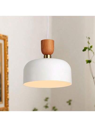 Alpinaluz Moderne Nordic Hang Verlichting 30cm Wit Metal Wood Effect, Adjustable Height, E27 Socket, Kitchen Or Dining Room view 7