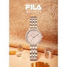 FILA 奢华女士石英腕表 – 精致珍珠表盘，搭配闪耀水晶表圈和时尚不锈钢表带 | 优雅防水腕表，是情人节、圣诞节、新年、周年纪念日及所有庆祝活动中送给妻子、女友或爱人的完美礼物 - 均碼 - 查看 1