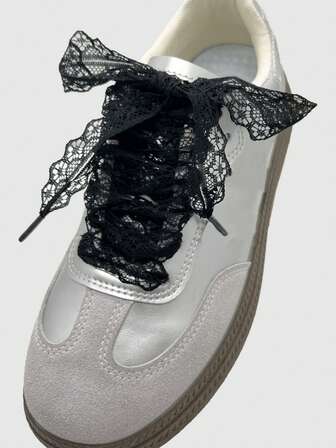 INS 风格韩国小品牌蕾丝蝴蝶结鞋带，120 厘米休闲运动鞋配件，适合女士男士运动鞋、休闲鞋、白色鞋、篮球鞋、运动鞋跑步鞋夏季、宿舍必备品、万圣节、圣诞节