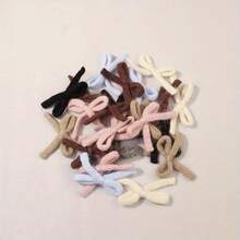 6pcs Fuzzy Yarn Woven Double-Layer Bow Mix Color, Jewelry Making Findings, DIY Hair Clips Headbands, Party Holiday Decor Home Accessories - Multicolor - View 5