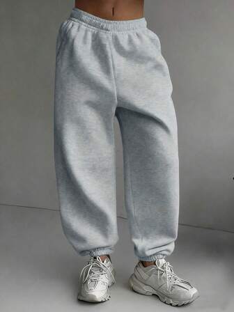 1pc Teen Girls Casual Indoor/Outdoor Thermal Lined Warm Sweatpants With Pockets, Versatile For Spring, Autumn & Winter