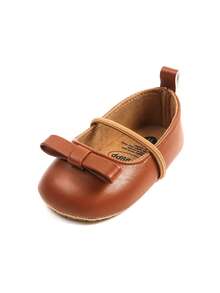 婴儿女童玛丽珍鞋防滑橡胶底芭蕾舞鞋公主裙婚鞋新生儿婴儿鞋学步鞋 - 駝色 - 查看 6