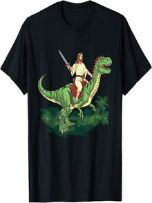 Jesus Rides Dinosaurs T-Shirt - Black - View 1