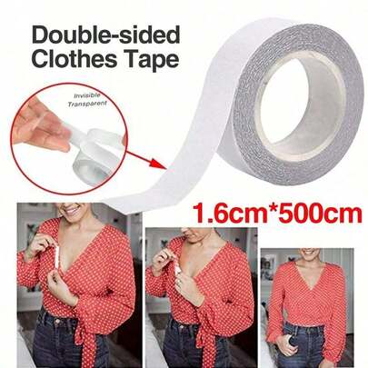 1 Roll, 16.4 Feet Anti-Exposure Tape, Clothing Anti-Slip Accessories, Shirt Collar Chest Double-Sided Tape, Clothing Tape, Fashion Tape, Body Tape, Used To Fix Clothing, Prevent Exposure Or Slipping