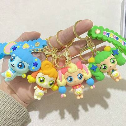 Cute Cartoon Keychain Pendant, Student Backpack Pendant With Bell Doll Decor