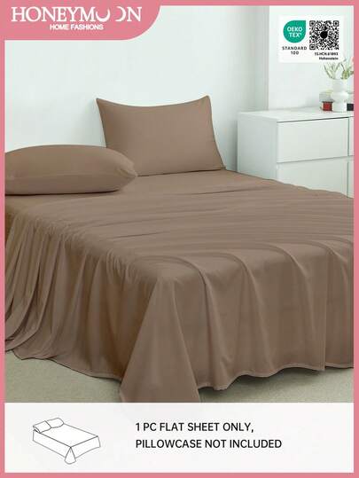 1 pieza Sábana plana supersuave, sensación ligera como una nube, sábana con bolsillo profundo, suave y transpirable, para cama individual, matrimonial, king y queen. Para ropa de cama del hogar y artículos esenciales de dormitorio, color caqui, certificado Oeko-Tex