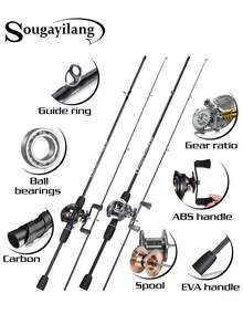 SOUGAYILANG 1 Combo Fishing Gear | 1PC 1.8M Carbon Fiber Casting Rod With EVA Handle And ABS Reel Seat | 1PC Black/Silver Right/Left Hand Metal Baitcasting Reel With 8.1:1 Gear Ratio, 19+1BB And Aluminum Spool - Silver - View 5