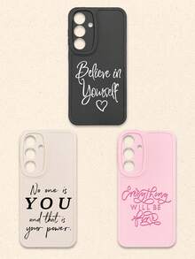 3件套多色字母印花手机壳，带摄像头保护，兼容和Galaxy智能手机 - 彩色 - 查看 47