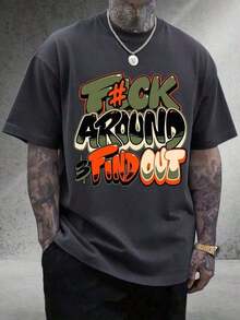 1Pcs 2026 F@K Around & Find Out Graphic Tee,180G Cotton Graffiti Print Short Sleeve Crop Top Summer Streetwear Gift - 灰色 - 查看 1