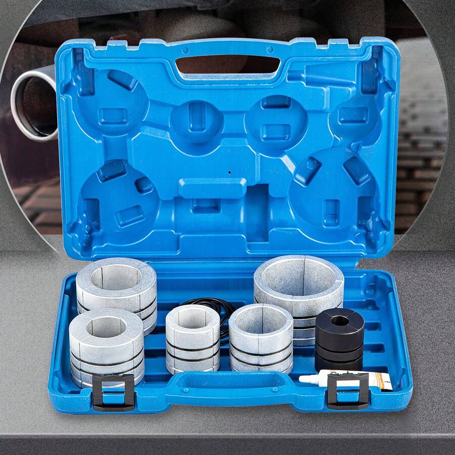 Expansor de tubo de escape hidráulico, tamaño de 1-5/8" a 4-1/4", bomba de pedal de 10 T incluida con 4 troqueles, 2 cajas de almacenamiento para tubos de aluminio de cobre en reparación de automóviles - Pedalear de 1-5/8" a 4-1/4" - Ver 1