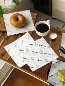 100pcs Minimalist Cartoon Pattern Baking Paper, Suitable For Cakes, Gifts, Valentine's Day Cookies Packaging, Etc. Materials Include Handmade Paper, Baking Paper, Grease-Proof Food Packaging Paper, Wax Paper, Baking Tools, Small Tools, Kitchen Accessories, Kitchen Supplies, Etc. Patterns May Vary Slightly Between Batches. Essential For Back To School Season. - 彩色 - 查看 7