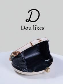 1pc New Floral Pattern Women's Handbag, 2025 Vintage Champagne Sequin Embroidered Flower Chain Evening Bag, Suitable For Party Girls, Brides, Newlyweds And Office Ladies, Party, Wedding, Mini Box Bag (Pattern Random), Suitable For Work, Business Travel, Outings, Commuting