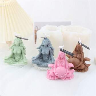 优雅森林女神蜡烛模具，硅胶模具，月亮女神树脂模具，用于DIY制作自然女神雕像家居装饰