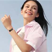 尼龙表带，适用于华为手环10/9/8，编织弹性表带，运动表带，也适用于华为手环11/11 Pro智能手表，柔软透气，可替换表带，磁扣，男女通用 - 粉色 - 查看 3