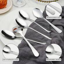 KOOMADE 36/60-Piece Stainless Steel Tea Spoon Set – New Year & Valentine's Dining Essential, Elegant Cutlery For Festive Celebrations & Romantic Gatherings | Ideal Gift For Home, Cafes & Restaurants - 銀色 - 查看 4