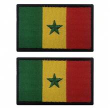 2 PCS  Senegal Flag Patches Embroidered Tactical Military Morale Patch Applique Fastener Hook And Loop{Inchcolor_nameinch:InchSenegalinch} - Senegal - View 1