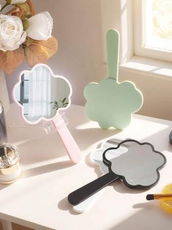 Mini Cloud-Shaped Handheld Mirror With Handle, Portable Travel Makeup Mirror, Elegant Style, Suitable For Home, Bathroom, Bedroom Makeup And Decoration, Applicable For Dates, Parties, Classrooms, Indoor, Outdoor, Christmas Scenes,Cheap,Stocking Stuffers,Makeup,Makeup Tools,Cheap Stuff,Gifts,Gifts For Women,Christmas Gifts