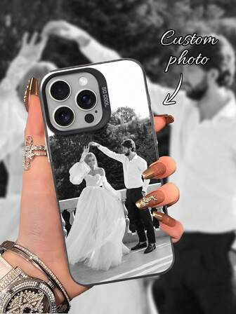 1pc Customized Photo Black Case Compatible With Apple 15 Pro Max / S25 Ultra / S25 Plus / Redmi And Other Models, Personalized Wedding Photo Case, Gift For Couples, Friends, Family, Graduation,Stylish,Colorful,Vintage,Cute,Contracted,Funny,Custom,Personalized,Unique,Customized,Ideal Gifts For Him,Ideal Gifts For Her,Boyfriend,Girlfriend,Family,Friends,Grandparents,Couple,For Anniversaries,For Birthdays,Season Picks,2025phonecase