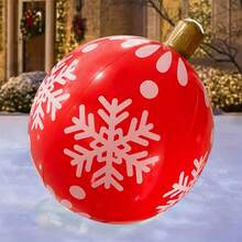 1pc 48*50cm PVC Inflatable Christmas Ball, Snowflake Design, Simple Style, Suitable For Indoor/Outdoor Christmas & New Year Decoration, Yard, Garden, Porch, Durable Inflatable Decor, Reusable, Optional Pump Set, No Electricity - Snowflake Christmas Ball - View 5