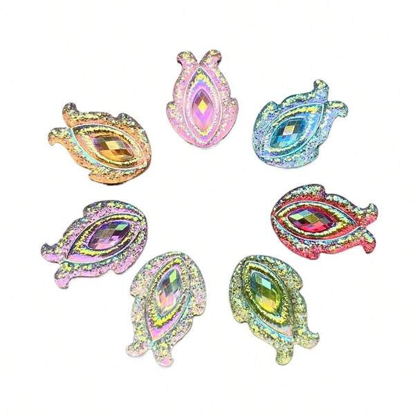 40pcs 13*18mm Beautiful Eye-Shaped Resin Flat-Bottomed Rhinestones Suitable For Jewelry DIY Forehead Decoration Accessories