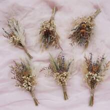 1-12pcs Mini Dried Flower Bouquet Set, Suitable For Bohemian Wedding, Tabletop Centerpiece, Dried Flower Branches, Handmade Dried Flowers, Bridesmaid Birthday Cake Gift Box, Vase Decor
