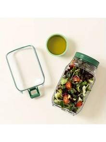 1pc 32oz Mason Jar Salad Container With Side Spout And Leak-Proof Lid - Microwave, Dishwasher & Fridge - Sealed Salad Jar With Dressing Cup, Stackable Design For Meal Prep, Lunch, Dinner, Office Use