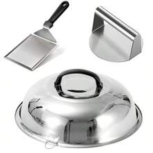 1 pieza Accesorio de bandeja de hornear redonda de acero inoxidable, tapa para derretir queso, tapa de vaporera y hornear de doble uso - Ideal para parrilla de superficie plana interior o exterior - Multicolor - Ver 14