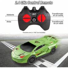 Coche de Control Remoto Transformable en Robot, Coches RC con Luces 2,4 GHz, Escala 1:18 Rotación de 360 °   Juguetes Robot, Regalos de Cumpleaños para Niños (Verde Claro) - Verde claro - Ver 3