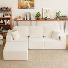 Devoko Modern Modular L-Shape Sofa With Chaise,Cloud Sectional Couch, Upholstered Couches For Living Room - 白色 - 查看 8