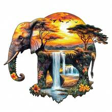 1pc African Elephant Wooden Puzzle, Asymmetrical Animal Shape Wooden Jigsaw Puzzle Toy, Unique Party Game Gift, Decorative Art Painting, Tabletop Magic Puzzle, Creative Children's Educational Puzzle, Holiday Gift, Adult Wooden Puzzle, Christmas Gift, Back To School Gift, Birthday Gift (2D Puzzle) - Multicolor - View 1
