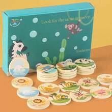 木制恐龙记忆配对游戏 - 带木制硬币的教育性动物主题配对棋盘游戏 - 适合 3 岁以上儿童的益智玩具套装 - 理想的生日或圣诞节礼物 - 記憶棋 - 查看 8