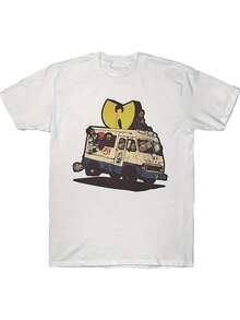 Wutang Take The Bus To Gather T-Shirt Cotton Heat Transfer Printed T-Shirt Gifts For Boyfriend Gifts For  Vaine's Day Gifts For Him, Loose Shoulder T-Shirt. Full-Page Retro Silkscreen Illustration Of A Dog's Head With All Rts Of Funny Expressions And S-Depreting Slogans. Printing With - Mucilage, Full Color And Texture. Hem Side Pocket, Convenient D Pocket Cool Or Warm Ds. All Area Dprinted Pet Name On Left Cuff. Matching With The Theme Of Fun Pet Collars Listed. "Pet Owners Don't Have The Same Sense Of Humor, But T-Shirts Do!" For The Fun-Loving  At Pet Parties2025 - 白色 - 查看 1