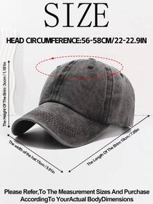 1 件男女通用水洗棒球帽，柔软帽冠百搭纯色棒球帽，休闲复古风格 - 深灰色 - 查看 10