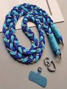 2026 New Year & Valentine's Day Special Offer, 6-Strand Braided Phone Lanyard, Minimalist Long Diagonal Shoulder Strap With Side Clasp, Fashionable Outdoor Anti-Lost Phone Lanyard, 1pc Silver Woven Heart-Shaped Ring Long Lanyard, Anti-Lost & Anti-Theft Phone Lanyard, Suitable As Gift For Mother - Multicolor - View 7