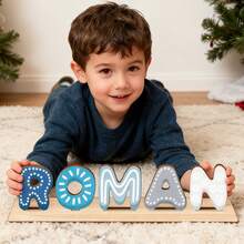 Personalized Name Puzzle, Baby Name Puzzle, Boy Or Girl Early Educational Toy, 3D Letter Puzzle Toy, Wooden Letter Puzzle, Baby 1st Birthday Gift, Wooden Puzzle, Personalized Gift, Birthday Gift, Customized Wooden Puzzle Toy, Anniversary Gift, Building Block Gift Set - Blue and White Stripes - View 11