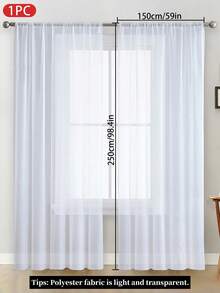 1pc Sheer Voile Curtain, Lightweight Translucent Fabric, Sun Blocking & Heat Insulation, Rod Pocket Top Design, Good Drapability, Suitable For Living Room, Bedroom, Balcony Decor | Autumn Decoration, Room Decor