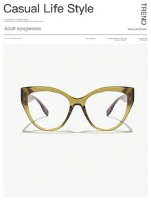 نظارة نسائية خضراء فاتحة، إطار عين القطة الكاجوال البوهيمي معدني المفصلة، نظارة شفافة للملابس اليومية والديكور والاكسسوارات السفر