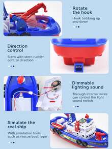 1 件装男孩电动船，带灯光和音乐，儿童船模，适合男孩女孩，儿童生日礼物，课堂派对奖品（不含电池，手工测量可能略有偏差） - 彩色 - 查看 7